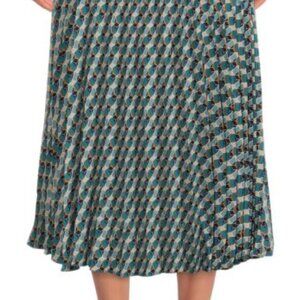 Max Studio Geometric Print Pleated Midi Skirt